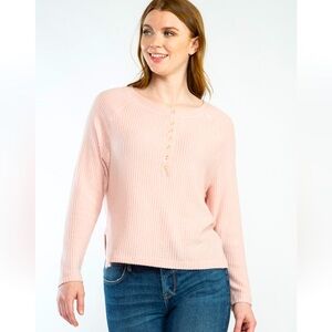 Dex Snap Front Henley long sleeve top Pink Size Medium NWOT